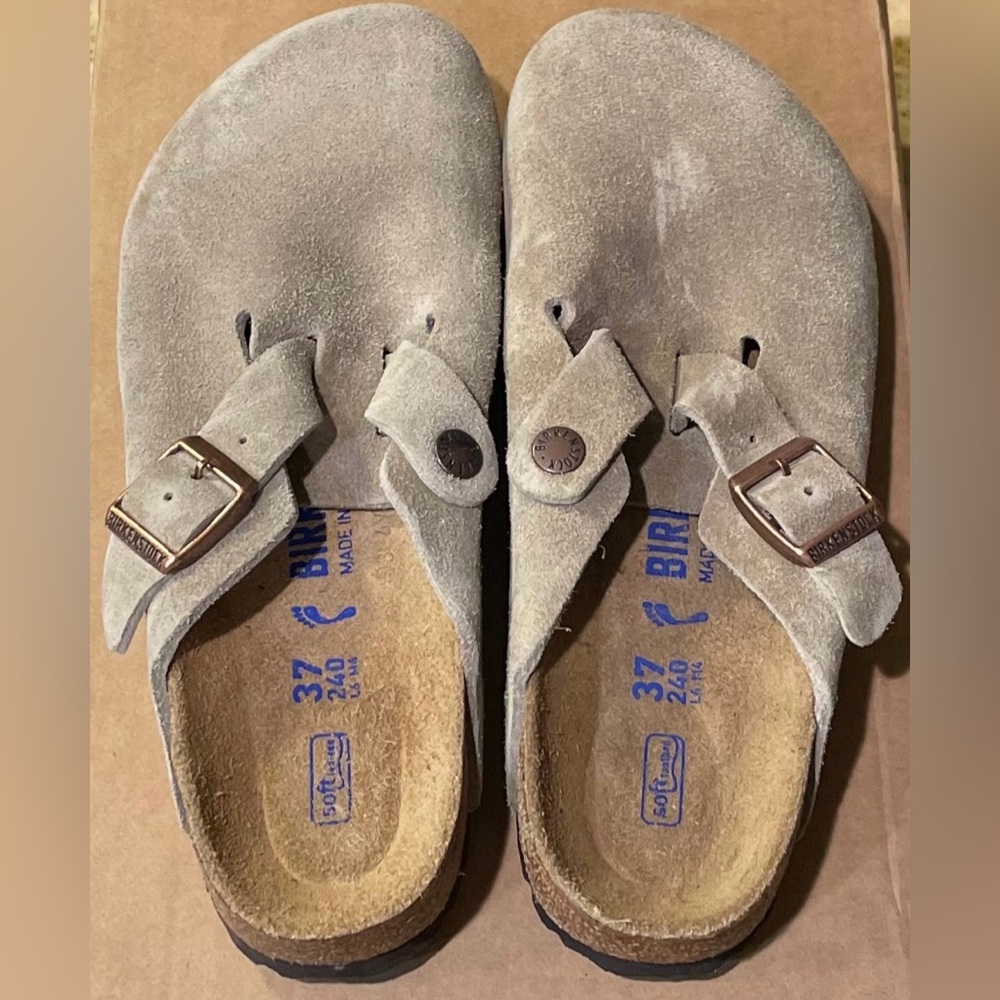 New With Flaws Birkenstock Boston Soft Footbed Suede Leather Sandals EU 37/L6/M4 - Picture 3 of 6